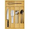 Youpehom Organizer per utensili in bambù per cassetti da cucina, vassoio per utensili e posate, portaposate, divisori per cassetti in legno con 5 scomparti