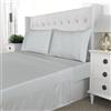 NORA HOME Set Lenzuola Matrimoniali Grigio 4 Pezzi 180x200 cm King Size - Set Lenzuola Letto cotone 300 fili qualità hotel 5* - Lenzuolo con Angoli, Lenzuolo Piatto e 2 Federe 46x95 - JULIETA