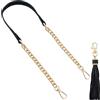 CALFOVERA Tracolla A Catena in Pelle PU con Ciondolo A Nappa 60cm in Microfibra per Borsa A Tracolla da Donna Fai da Te (Oro Nero)