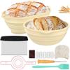 CAUTIOUS 8 PCS Cestino Lievitaziona Pana, 28.5 cm e 26.5 cm Cestino da Lievitazione per Pana, Cestini Lievitaziona Pane Kit con Panno Lievitaziona e Taglierino Pane Per gli Amanti della Pasticceria