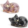 APOMOONS Ametista gatto cristalli pietre curative figura gatto addormentato decorazione Scultura decorativa nera con gattos gemme scultura carino decorazione per gli amanti