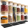 Moritz & Moritz Barattoli Spezie per Cucina - 12 Vasetti per Spezie 125 ml incl. 24 adsivi e 1 gesetto - Contenitori Spezie per Cucina - Vesetti porta erbe aromatizzato
