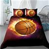 GYDGS Copripiumino una piazza e mezza Basket Nero Stampato 3D Set Copripiumino 200x200 Set Biancheria da Letto Microfibra con Cerniera + 2 Federa per Cuscino 50x80 cm
