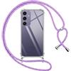 Pnakqil Cover per Samsung Galaxy S24 Plus con Cordino, Trasparente Custodia con Laccio Tracolla Cellulare Girocollo Collana Protettiva per Samsung S24+ 6.7 Pollic, Viola 01