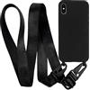 MyGadget Cover per iPhone X | Xs - Custodia con Corda TPU Opaca - Case con Cordino Rigida & Resistente con Laccio | Tracolla - Nero