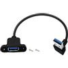 HuaLiSiJi Cavo USB 3.0 per Montaggio a Pannello Prolunga USB 3.0 90 Gradi Cavo USB Maschio Femmina Corto per Mouse, Tastiera, Stampante (Incurvato verso basso, 0.3 m)