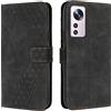 OKZone Cover per Xiaomi Mi 12 Lite, Custodia in PU Pelle per Xiaomi Mi 12 Lite, Custodia a Libro Protettiva Folio Portafoglio con Chiusura Magnetica e Slot per Carte Wallet Case Flip Cover (Nero)