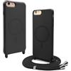 CUZZCASE Cover Compatibile con iPhone 6/iPhone 7/iPhone 8(4.7),Cover Magnetica[Compatibile con MagSafe],Bumper con Laccio,Regolabile Lanyard TPU Corda Silicone Case-Nero
