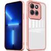 YUXING Cover per Motorola Moto G86 Custodia Trasparente con Pellicola Protettiva Lenti Morbida Ultra Sottile Antiurto Bumper Slim Case - Rosa