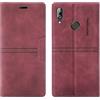 OKZone Cover per Huawei Y6 2019/Honor 8A, Custodia Flip Pelle Portafoglio Magnetica Libro con Slot Schede, Slim Silicone TPU Bumper Wallet Supporto Case Cover per Huawei Y6 2019/Honor 8A (Rosso)
