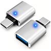 HAUXGOGO Adattatore da USB-C a USB-A (Set da 2), da USB C Maschio a USB 3.0 Femmina, Trasferimento Dati ad Alta Velocità e conversione di Interfaccia, Ricarica, Supporto OTG-Argento