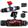 NHOPEEW Dash Cam a 4 canali 1080P - Telecamere anteriore, sinistra, destra e posteriore con grandangolo, display da 3,16, visione notturna IR, registrazione in loop, rilevamento del movimento