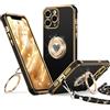XYZ Cover per iPhone 11 Pro con Cordino, Nero | Custodia con Doppio Anello a Forma di Cuore e Supporto - Custodia Protettiva Lussuosa per Ragazze e Donne