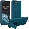 kwmobile 1x Custodia Compatibile con Apple iPhone 17e / iPhone 16e - Cover Supporto Dita - Back Case per Smartphone - Protezione Gommata Petrolio Matt