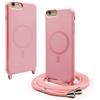 BGHHEU Magnetica Cover per iPhone 8 Plus/iPhone 7 Plus con Cordino,[Compatible con Magsafe],Custodia Silicone con Regolabile Collana Sottile Morbida Case,Rosa