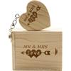 LXSINO Wood USB Flash Drive con design Mr & Mrs inciso al laser - 64GB Wooden Heart Shape USB Flash Drive Chiavetta USB Thumb Drivers con scatola abbinata per regalo novità (Maple 64g)