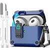 R-fun Compatibile con AirPods di terza generazione 2021 Custodia di ricarica, protezione completa contro le cadute Coperchio pop-up automatico Custodia con kit di pulizia e portachiavi,Blu