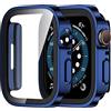 Amizee 2 Pezzi Cover Compatibile con Apple Watch SE 3/2/1 Series 6/5/4 40mm con Vetro Temperato, Custodia Sottile Anti-Graffio e HD Clear Pellicola Protettiva per iWatch 40mm (Blu/Trasparente)