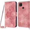 Netany Cover per Xiaomi Redmi 9C/Redmi 10A/9C NFC con Cordino, Flip Portafoglio Magnetica Custodia in Pelle, [2 Porta Carte][Chiusura Magnetica],Custodia Libro Antiurto Cover con Laccio (Rosa)