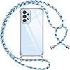 Pnakqil Cover per Samsung Galaxy A53 5G con Cordino, Trasparente Custodia con Laccio Tracolla Cellulare Girocollo Collana Protettiva per Samsung A53 5G 6.5 Pollic, Blu