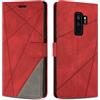SONWO Cover per Samsung Galaxy S9 Plus, Flip Caso in PU Pelle Case Cover Custodia con Slot per Schede e Supporto Stand per Samsung S9 Plus, Rosso