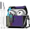 R-fun per AirPods 3a generazione 2021 Custodia, protezione completa contro la caduta, copertura automatica per Apple Airpod 3 con kit di pulizia e portachiavi,Carbon Fiber Viola
