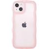 miyonsin Custodia per iPhone 15 Plus, Graziosa Custodia a Forma di Onde Ricce, Trasparente Custodia Protettiva per Ragazze e Donne, TPU Antishock Cover per iPhone 15 Plus, Rosa