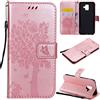Fatcatparadise Cover per Samsung Galaxy A6 2018, Custodia Samsung A6 2018, Custodia Portafoglio a Libro in Pelle Flip Cover e TPU Silicone con Funzione Supporto Chiusura Magnetica (Oro Rosa)