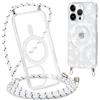 Yoedge Magnetica Cover con Cordino per iPhone 11 Pro Max 6,5, Compatibile con MagSafe, Trasparente Aesthetic Disegni Farfalle Custodia con Collana Tracolla Laccio, Sottile TPU Silicone Antiurto Case