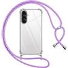 Pnakqil Cover per Samsung Galaxy A26 5G con Cordino, Trasparente Custodia con Laccio Tracolla Cellulare Girocollo Collana Protettiva per Samsung A26 5G 6.5 Pollic, Viola 01