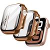 JETech Cover Placcata per Apple Watch Series 11/10 42mm, Rosa Rame Oro | Pellicola Protettiva, Vetro Temperato Film, Finitura Metallica, Elevata Sensibilità al Tocco, Custodia Protezione Completa