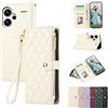 Vaitasy Custodia per Xiaomi Redmi Note 13 Pro Plus 5G Pelle PU Cerniera Custodia a Portafoglio per Redmi Note 13 Pro Plus 5G Custodia con Magnetica Flip Stand Case Cover Bianco
