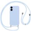 Vauki Custodia per iPhone 17 Cover con Cordino,Blu Silicone Antiurto TPU Morbido Case Corda Collana Necklace Regolabile Stylish con Catena Sottile Cover per iPhone 17 6.3,Blu