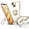 XYZ Cover per iPhone 13 Mini con Supporto, Custodia con Doppio Anello a Forma di Cuore con Cordino per Ragazze e Donne, Custodia Protettiva di Lusso per iPhone 13 Mini, Bianco