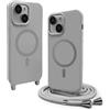 BGHHEU Magnetica Cover per iPhone 13 Mini con Cordino,[Compatible con Magsafe],Custodia Silicone con Regolabile Collana Sottile Morbida Case,Grigio