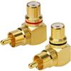 KUOQIY 2 Pezzi Adattatore ad Angolo Retto Placcato Oro, 90 Gradi RCA Maschio a Femmina Adattatore, per Audio Stereo o Video AV, Rossi/Neri