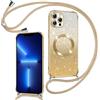 Phoona Cover Magnetica Glitter per iPhone 13 Pro con Cordino, [Compatibile con MagSafe], Brillantini Sottile Lucida TPU Silicone Custodia per iPhone 13 Pro Morbido Antiurto Cover, Oro