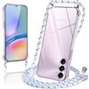 Oelrstfe Cover con Cordino per Samsung Galaxy A05s, Trasparente Silicone Custodia con Regolabile Collana Laccio Tracolla, Antigraffio Proteggere Case Corda per Samsung A05s, Bianco