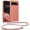 kwmobile Custodia Compatibile con Google Pixel 9 / Pixel 9 Pro Cover - Back Case in Silicone TPU - Protezione Smartphone con Cordino - madre perla