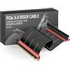LINKUP - AVA5 Cavo Riser PCIE 5.0 | Pronto per RTX5090 RX9070 GPU | Velocità x16 128GB/s | Compatibile con PCIE 4.0 e WRX80/WRX90E | Angolo dritto Nero 25cm (Lunghezza totale 29cm)