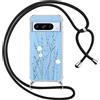 Yoedge Cover con Cordino per Google Pixel 8 Pro 5G 6,7, Trasparente Aesthetic Disegni Fiori Custodia con Collana Tracolla Laccio Collo, Sottile TPU Bumper Silicone + PC Antiurto Protettiva Case,01