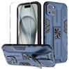 Btstring Cover per iPhone 15 Plus con Pellicola Protettiva, Militare Custodia con Stand Supporto Bumper Antiurto Case, TPU+PC Dual Layer Custodia- blu