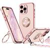 XYZ Cover per iPhone 14 Pro Max con Cordino, Rosa | Custodia con Doppio Anello a Forma di Cuore e Supporto - Custodia Protettiva Lussuosa per Ragazze e Donne