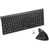 Fonicer Mano sinistra 2.4GHz Wireless Verticale Ergonomico Mouse e Tastiera Combo Ultra-Sottile Dimensione Portatile per PC Desktop Computer Laptop Mac Tablet