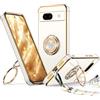 XYZ Cover per Google Pixel 8A con Supporto, Custodia con Doppio Anello a Forma di Cuore con Cordino per Ragazze e Donne, Cover Protettiva di Lusso per Pixel 8A, Bianco