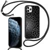 Foonary Cover con Cordino per Apple iPhone 11 Pro Max 6,5, Custodia con Laccio Collana Tracolla Aesthetic Disegni Silicone Necklace Regolabile Protettiva Corda Case per iPhone 11 Pro Max, Leopardata