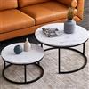 AONYAYBM Tavoli da caffè Set di 2, tavolino da caffè in marmo estraibile, tavolo centrale rotondo per soggiorno, ufficio, casa, caffè, hotel con gambe in metallo, 80 x 80 x 45 cm+60 x 60 x 33 cm (nero 9)