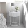[en.casa] Tavolino Rotondo con Cassetto 46 x Ø40 cm Comodino con Telaio in Metallo Tavolo Basso da Divano Caffè per Soggiorno Salotto Camera da Letto Ingresso - Bianco