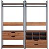 [en.casa] Set di 2 Mobili Organizzatori Guardaroba con Barre Appendiabiti Ripiani Scomparti e 4 Cassetti Mobili Porta Abiti per Camera da Letto Cabina Armadio - Nero/Effetto Noce