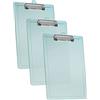 Acrimet Confezione da 3 Cartelline Formato Lettera A4 (34 x 24 cm) con Clip a Basso Profilo e Righelli Laterali, Plastica Resistente per Ufficio, Scuola, Uso Domestico - Colore Verde Trasparente